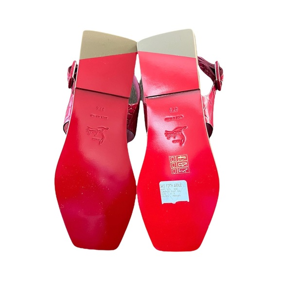 NEW Christian Louboutin Cubongo Crocodile Embossed Flat Sandals size 37.5 - Picture 9 of 12